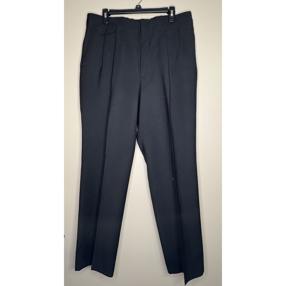 Haggar Dress Pants Black Men's Size 36x31 Pleated Wool Blend NWT